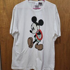 Zara White Mickey Mouse Short Sleeve Tee